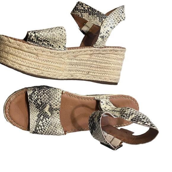 Steve Madden Cabo Leather Snakeskin Platform Wedge Espadrille Strappy Sandal 10 - Picture 4 of 8